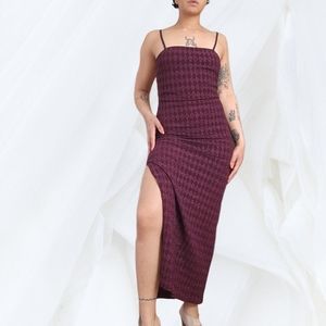 Sparkly plum strappy bodycon 90s prom dress size M